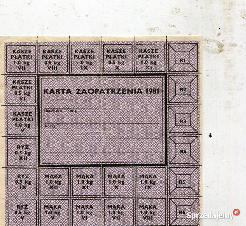 Karta zaopatrzenia 1981 Szczecin