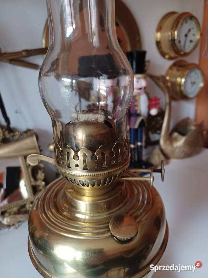 Piękna lampa naftowa mosiężna masywna Poznań