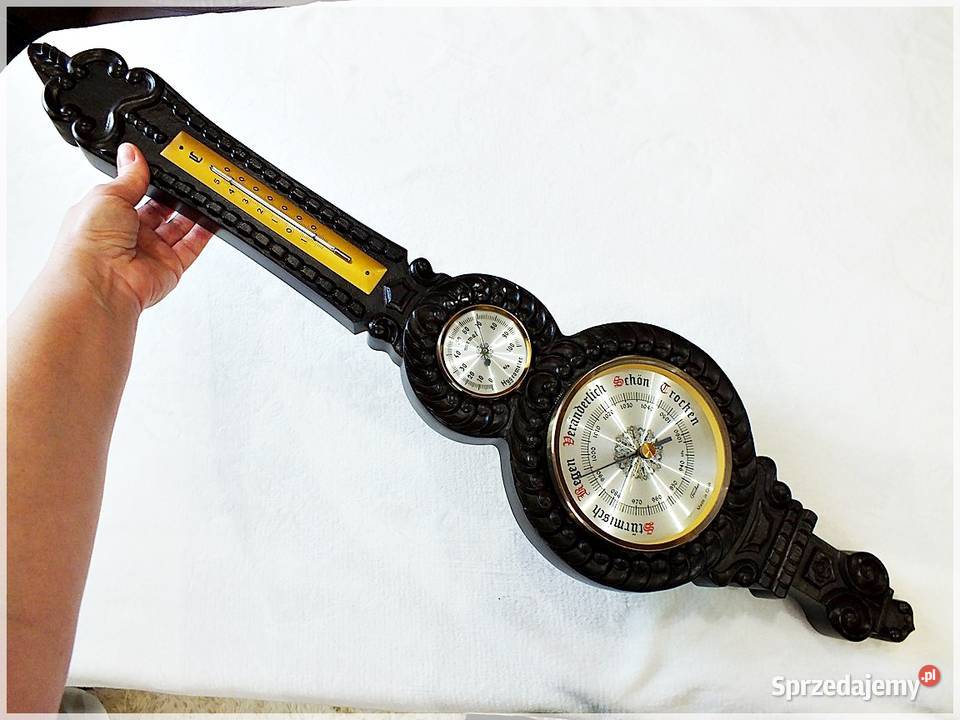 Duży stary Barometr Fischer GDR Stacja pogodowa Antyki lubuskie Żary sprzedam