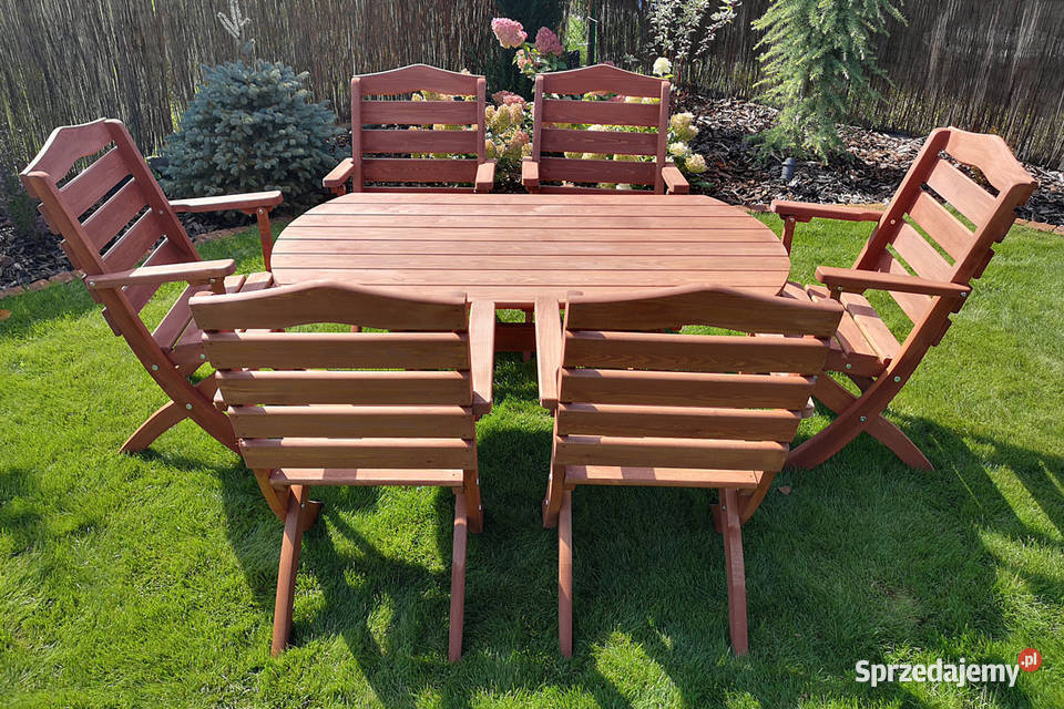 Meble tarasowe ogrodowe drewniane Typ T stół Kalety