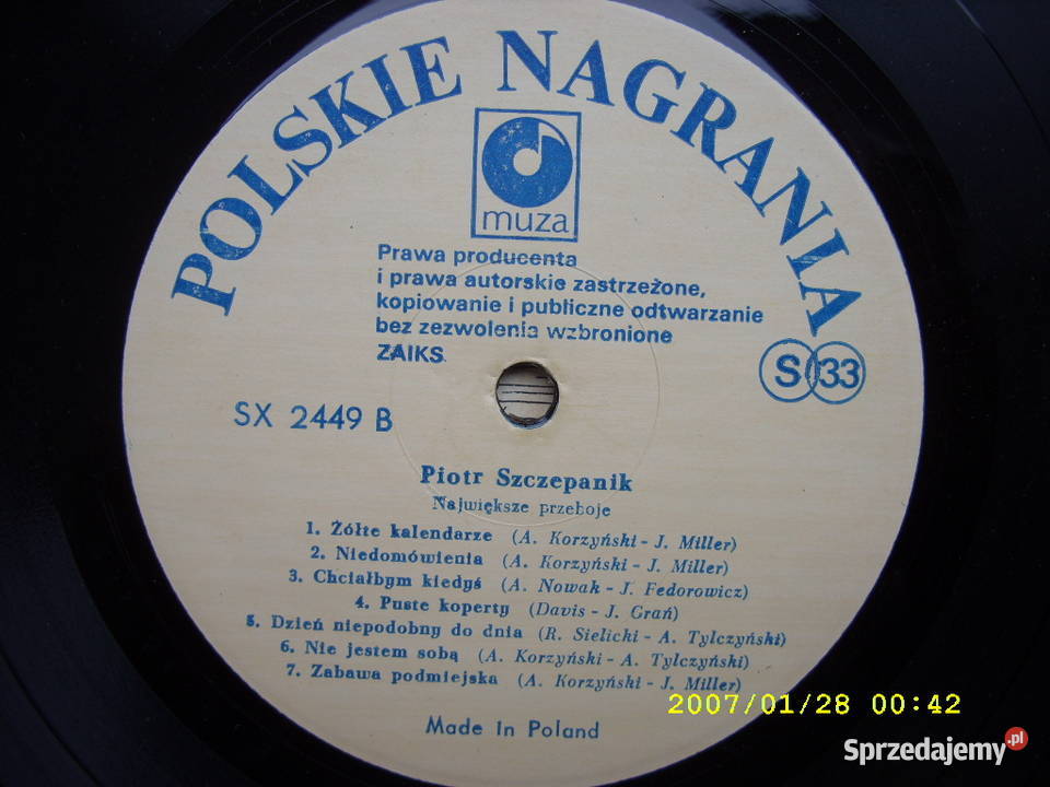 pop LP PIOTR SZCZEPANIKNAJWIEKSZE PRZEBOJE 1 płyta Wołów