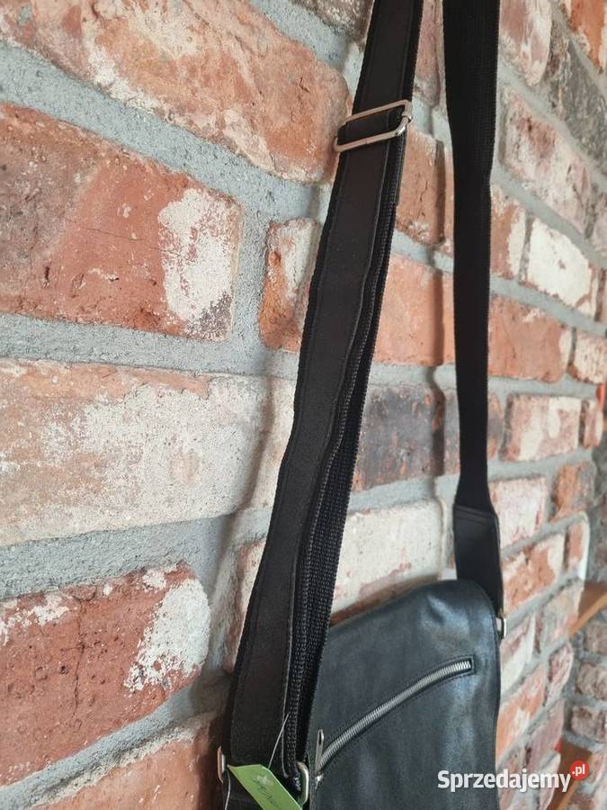 Czarna skórzana torebka na długim pasku Nowa Listonoszka  Warszawa