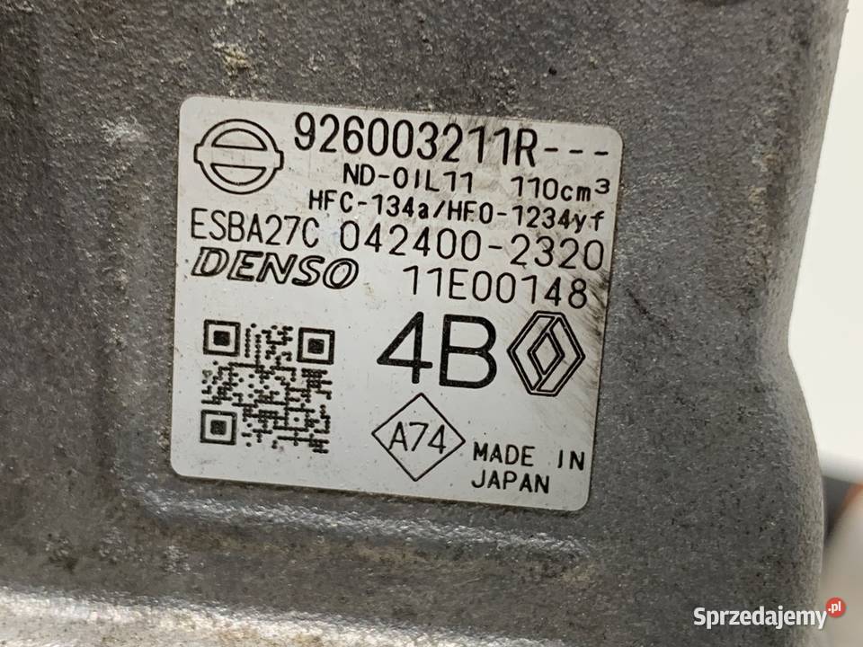 SPRĘŻARKA KLIMATYZACJI RENAULT CLIO V 926003211R osobowe podkarpackie