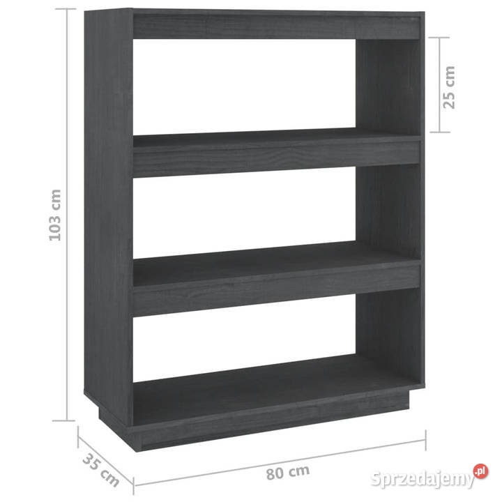 Regał na książkiprzegroda szary 80x35x103 drewno mazowieckie Warszawa