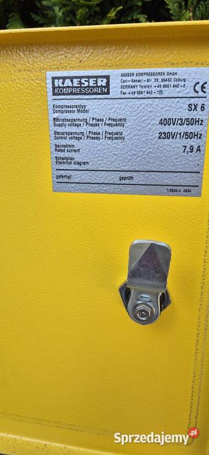 Sprężarka śrubowa Kaeser SX6 4 kW 75 Bar Jelcz-Laskowice