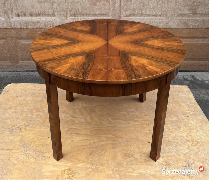 Stół Okrągły Orzech 110 Art Deco Gwiazda Warszawa