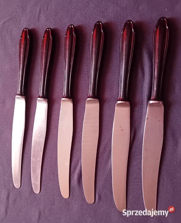 Zestaw 6 noży stołowych z bakelitowymi trzonkami Koźminek