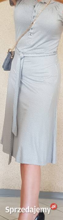 Sukienka szara zapinana pasek długa kobieca sexy świętokrzyskie Kielce