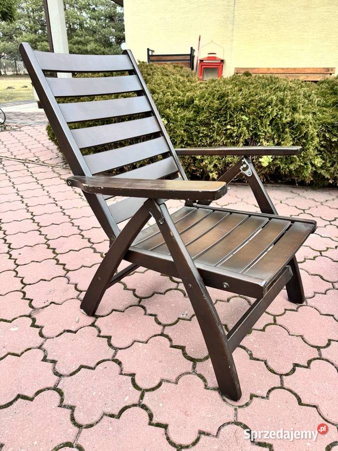 Leżak drewniany ogrodowy na taras brązowy Garwolin