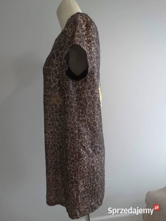 Sukienka Złota Cekinowa Balowa Wieczorowa Łomża