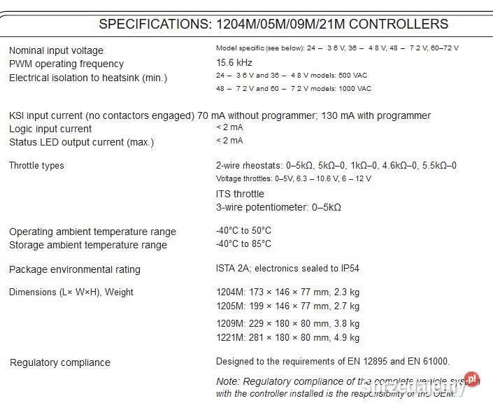 ORYGINALNY CURTIS 1221M6701 48V72V 550A