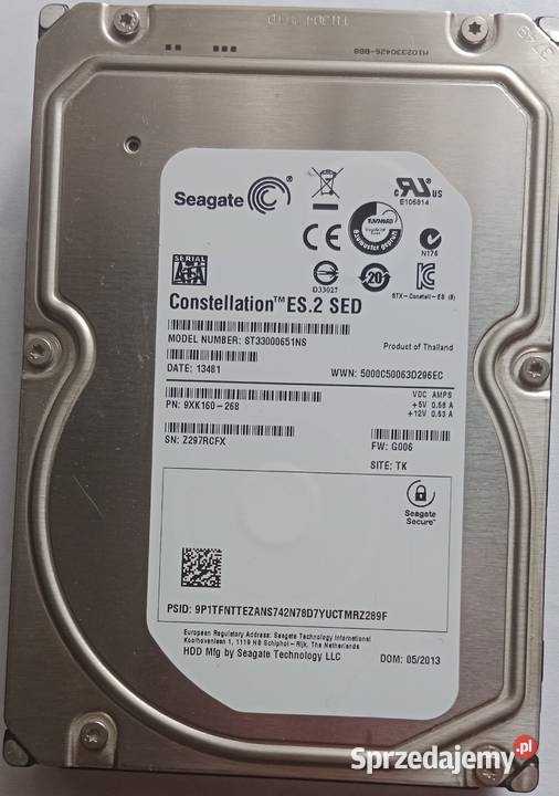 SEAGATE CONSTELLATION ES2 SED 3TB 72K 64MB SATA Seagate Łazy sprzedam