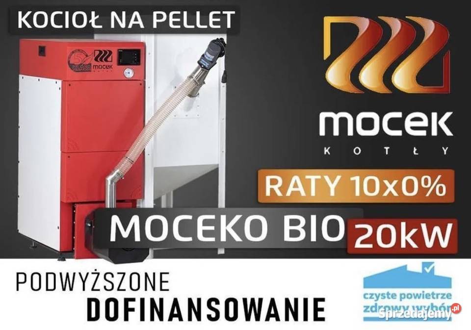 Kocioł na pellet drewno Moceko 20kW piec na Uniejów
