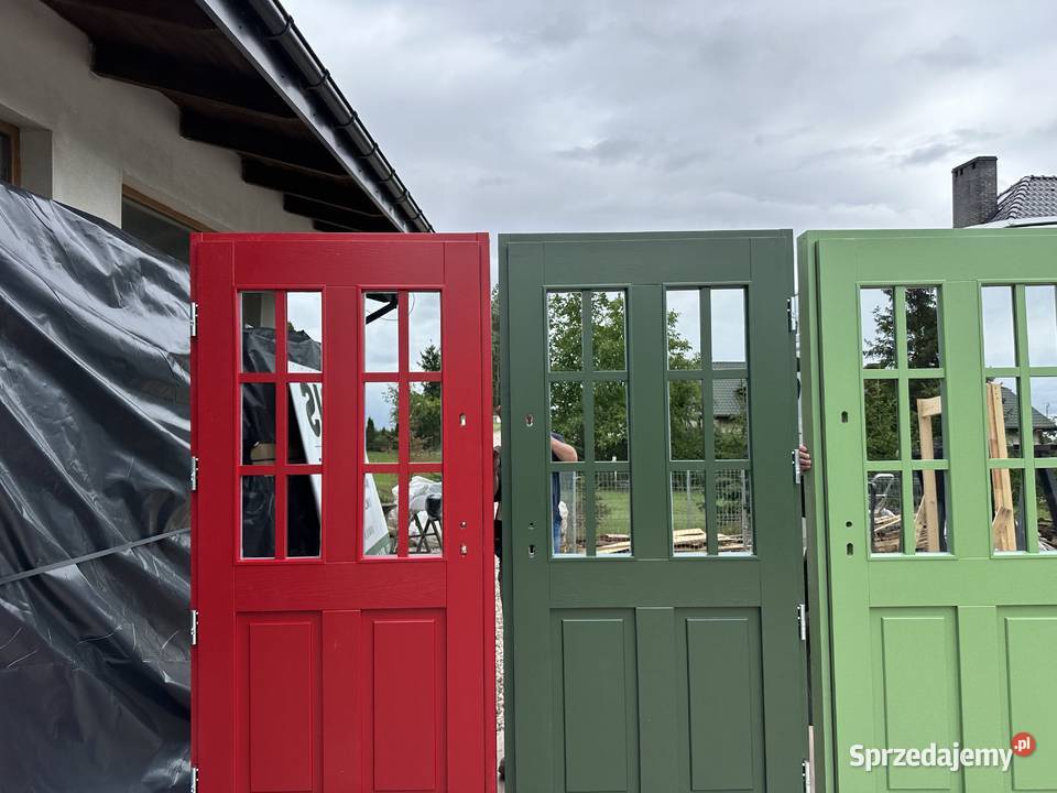 Drzwi zewnętrzne drewniane Angielskie RĘKI Drzwi zewnętrzne Grzybno