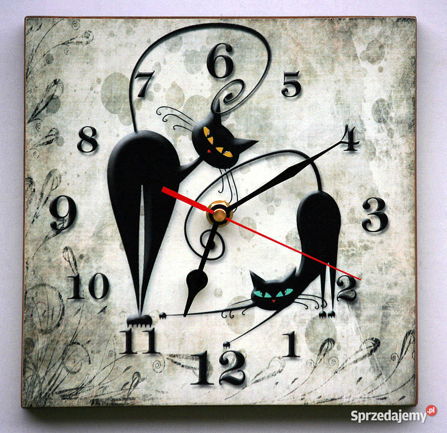 Zegar wsteczny z kotami cofający czas