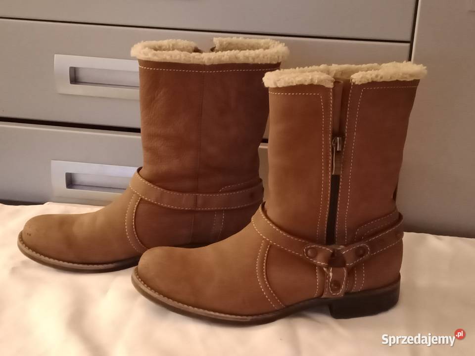 Kozaki skórzane ocieplane Lasocki brązowy/beżowy Łódź