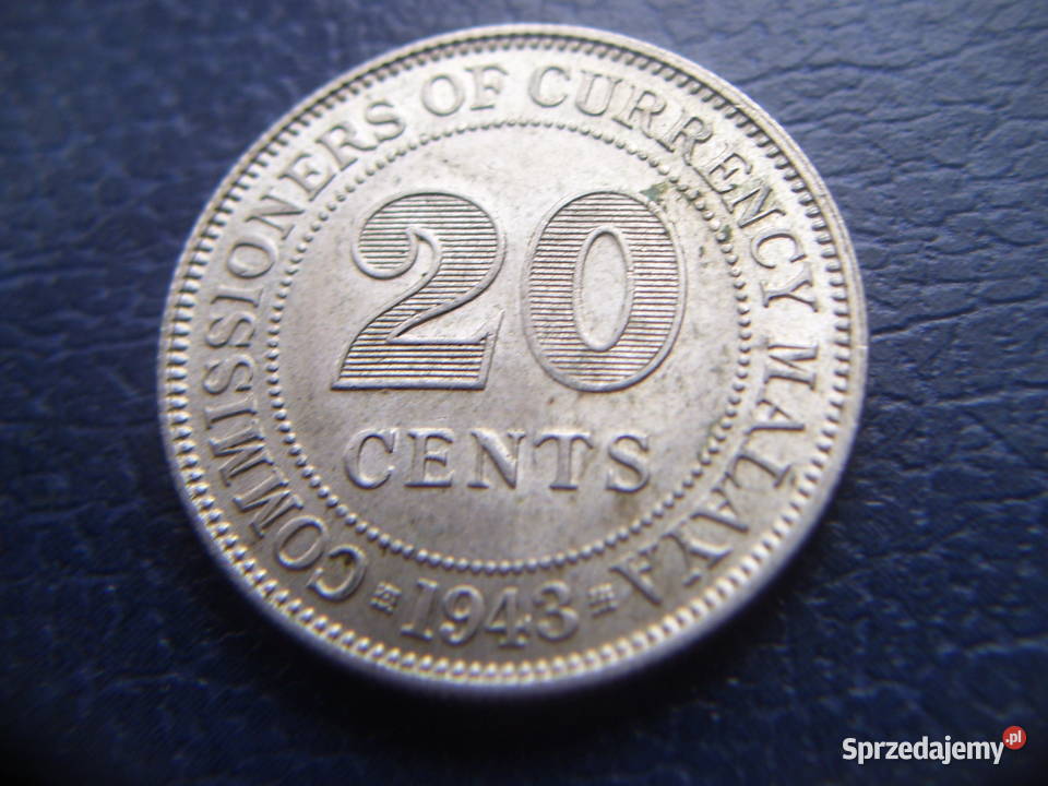 Stare monety 20 cent 1943 Malaje srebro