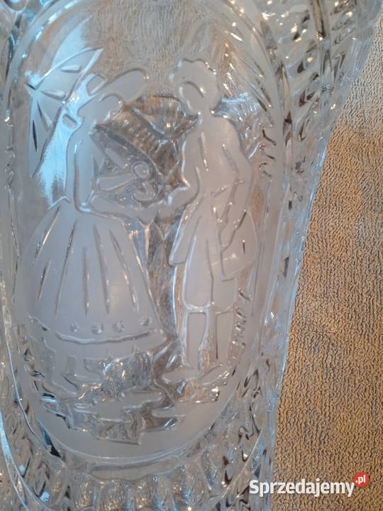 Duży wazon Bohemia wzór scenka rodzajowa retro wielkopolskie Koźminek