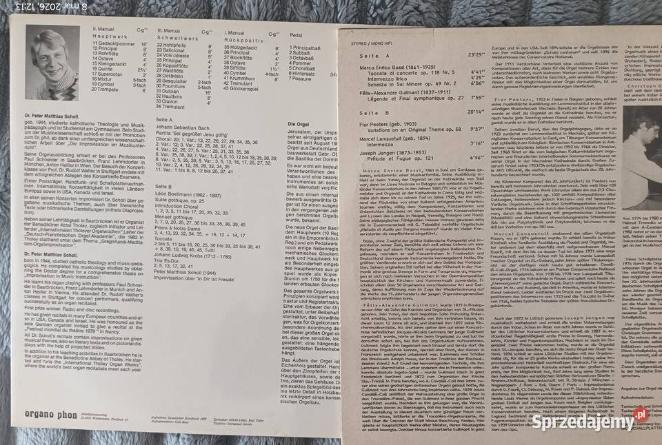 4 albumy winylowe z muzyką organową wielkopolskie Wronki