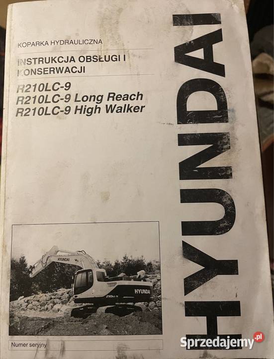 Instrukcja obsługi HYUNDAI koparka hydrauliczna Biczyce Górne sprzedam
