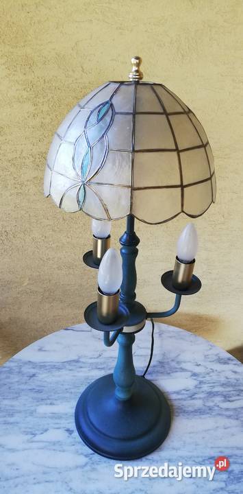 Lampa stylowa stołowa nocna z kloszem z masy Garwolin