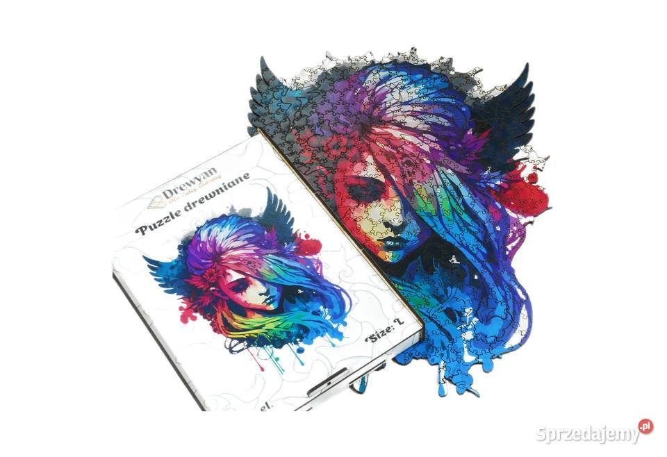 Puzzle Drewniane Premium EKO Dziewchyna Aniol A4 Drewno Łódź