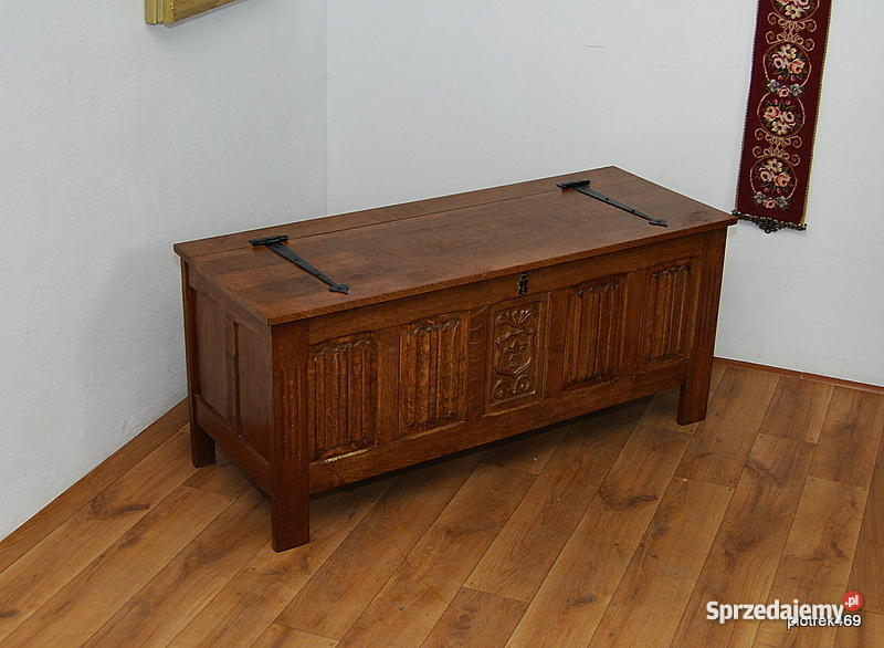 SOLIDNY DUŻY DĘBOWY KUFER SKRZYNIA SZAFKA DĄB sprzedam