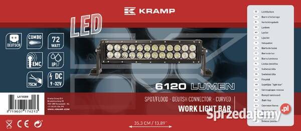 Lampa robocza łukowa LED 72W 6120lm prostokątna Kamionna