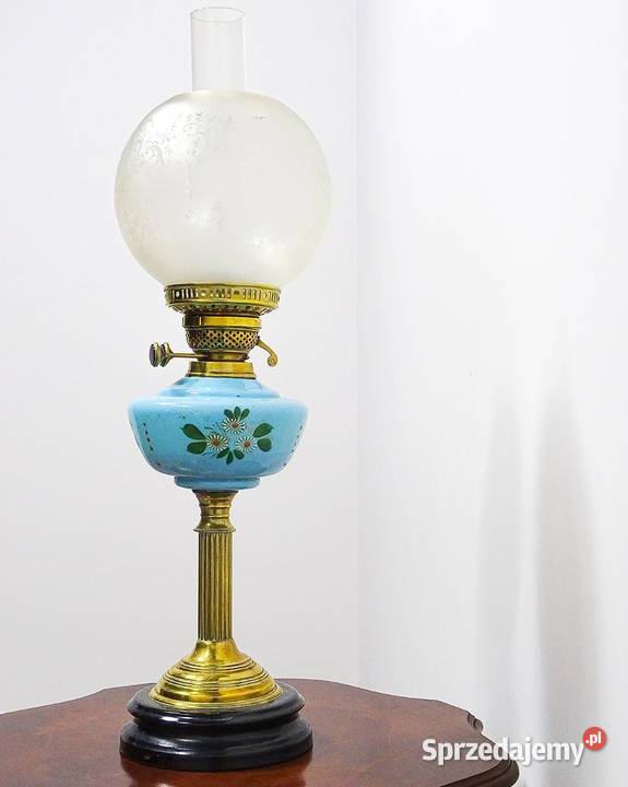 Antyk LAMPA NAFTOWA z XX wieku Szklany Klosz Kalisz