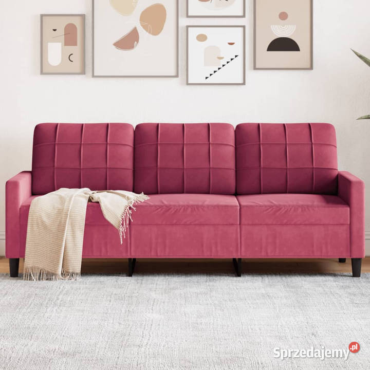 Sofa 3osobowa winna czerwień 180 obita aksamitem Warszawa sprzedam