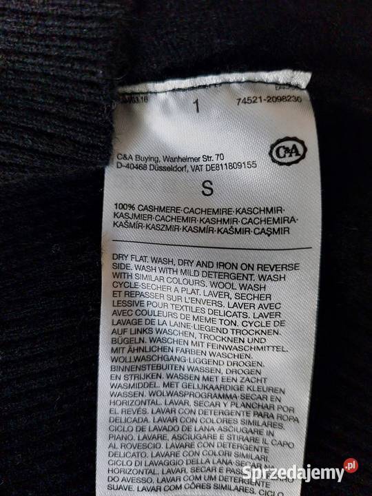 Sweterek czarny kaszmir XS 34 CA kaszmirowy