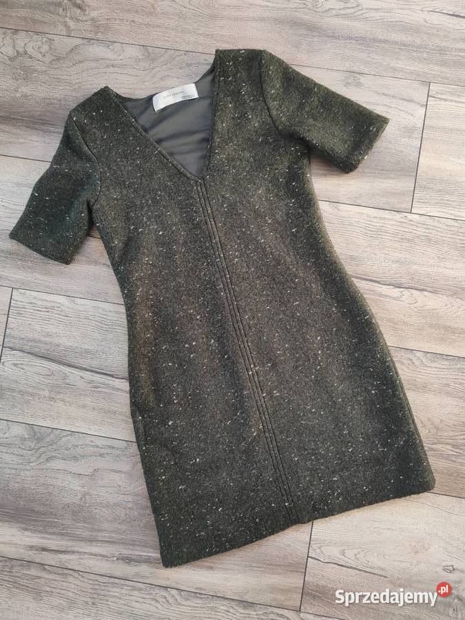 Zielona wełniana sukienka Zara Vintage y2k 36 38 Jasło