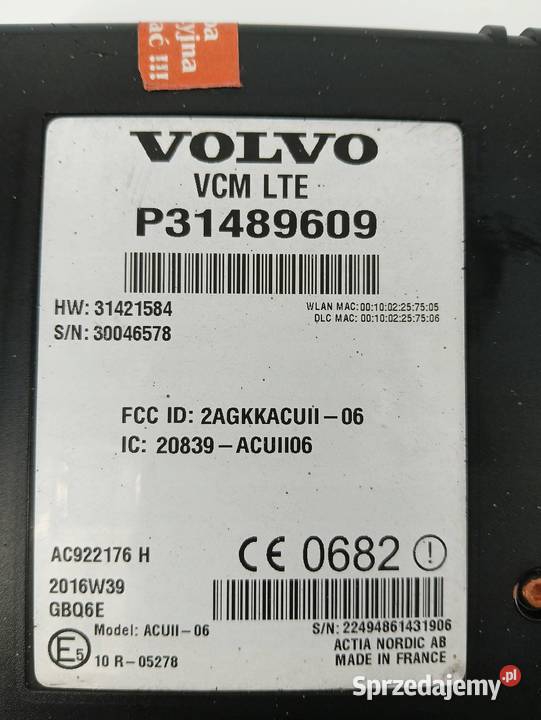MODUŁ STEROWNIK P31489609 Volvo S90 II 2016 Rok produkcji 2016 świętokrzyskie