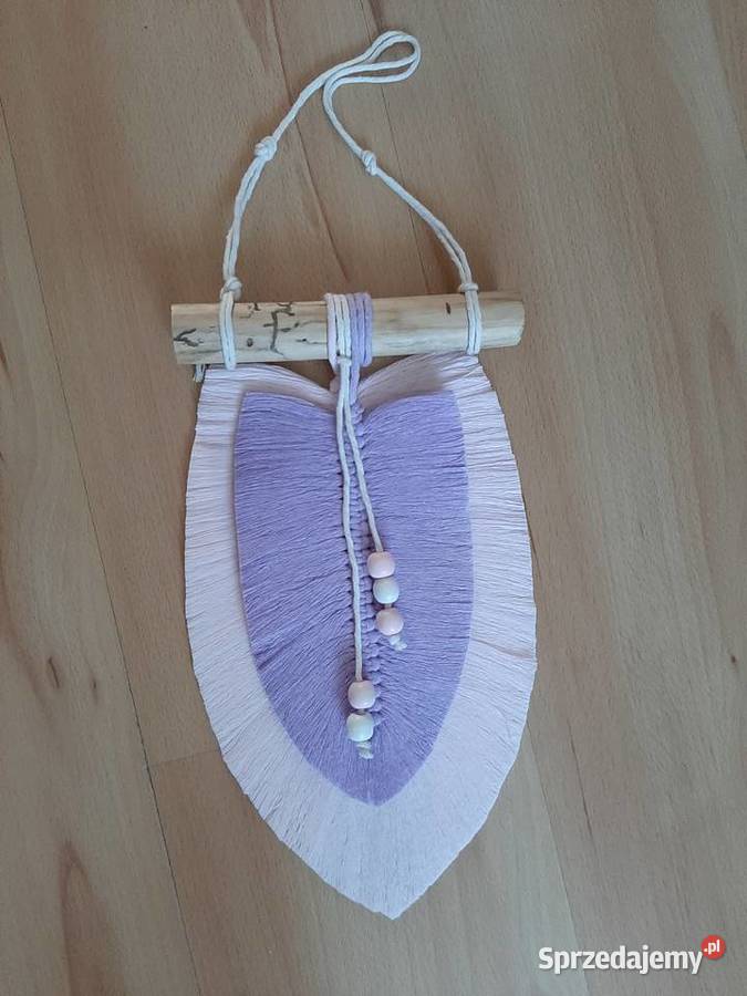 Makrama ozdobne liscie pióra boho rękodzieło Bydgoszcz