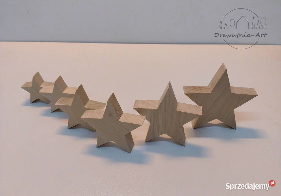 Gwiazda Gwiazdki drewniane 3D grube zestaw 6 podkarpackie sprzedam