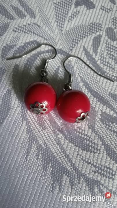 POSREBRZANE KOLCZYKI Z CZERWONĄ JARZĘBINĄ Piła sprzedam