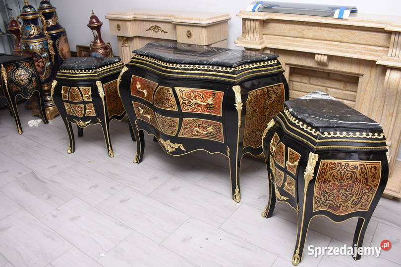 Komplet Boulle komoda 2 Szafki Marmur Kraków