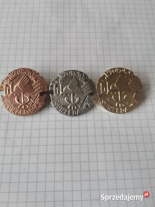 Stare 3 odznaki Wzorowy Sprzedawca PRL komplet Siemianowice Śląskie