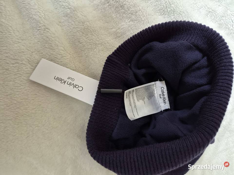 Nowa granatowa ciepła czapka Calvin Klein unisex