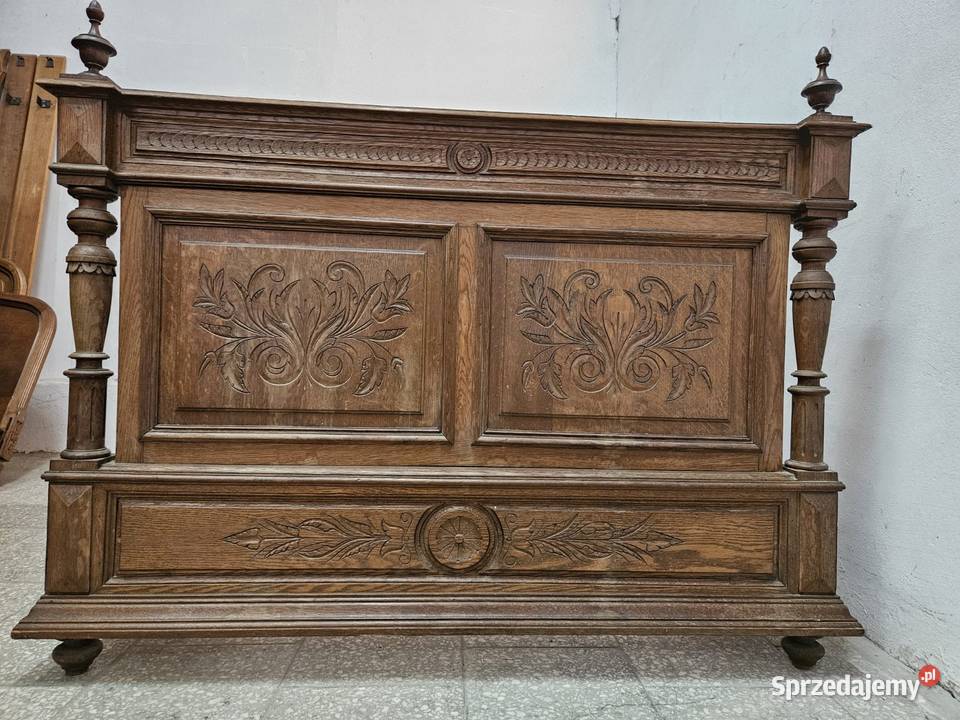 Stare dębowe łóżko eklektyczne Francja Nowy Sącz