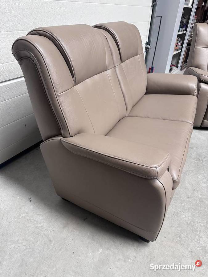 Idealny skórzany komplet sofa i rozkładany Sławoszewek sprzedam