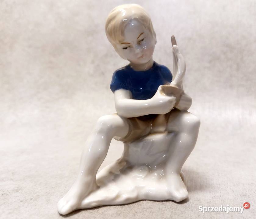 GRAFENTHAL Chłopiec z łódką Chłopczyk ze Porcelana i szkło