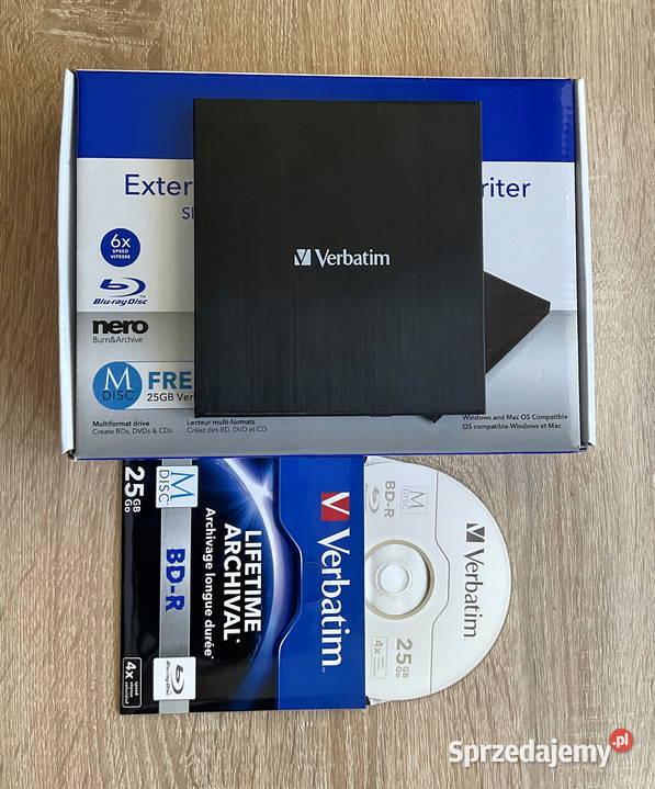 Nagrywarka płyt Bluray Verbatim Slimline x6 USB Lublin