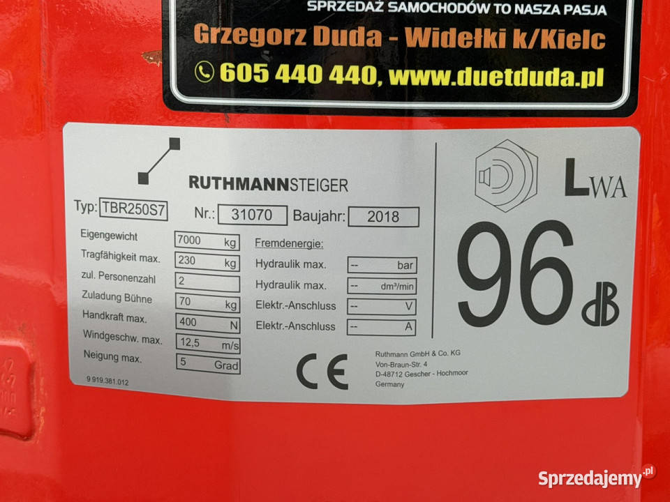 Mercedes Atego E6 4x4 Zwyżka RUTHMANN TBR250 S7 Widełki sprzedam