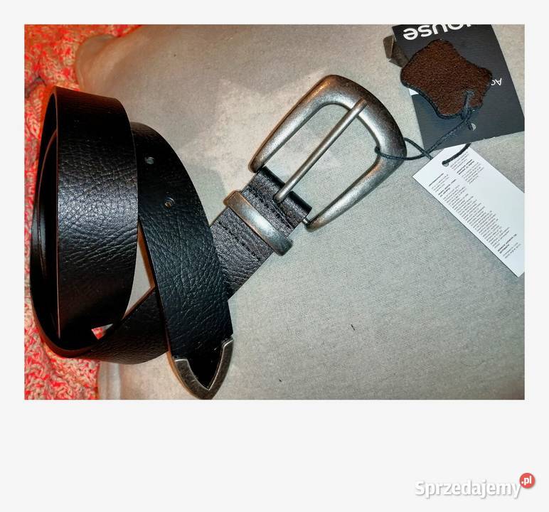 Nowy z metką SKÓRZANY pasek Z metalowymi Leszno