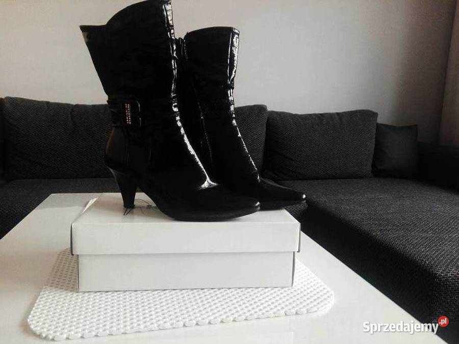 LUX botki damskie czarne połysk szpileczka 37 Półbuty Łapy sprzedam