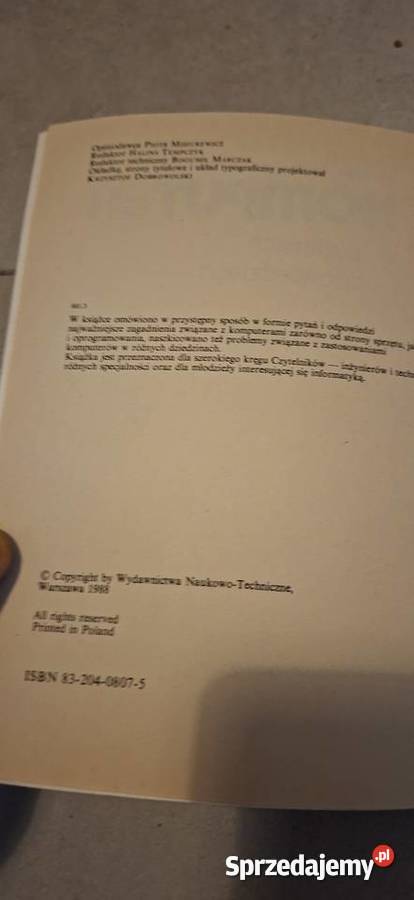 Komputer w pytaniach i odpowiedziach 1988 Unikat
