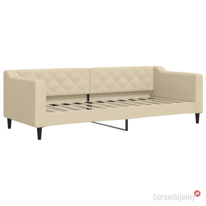 Sofa rozsuwana z szufladami kremowa tkanina Łóżka Warszawa