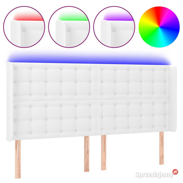 Zagłówek do łóżka z LED biały 163x16x118128 Meble Warszawa