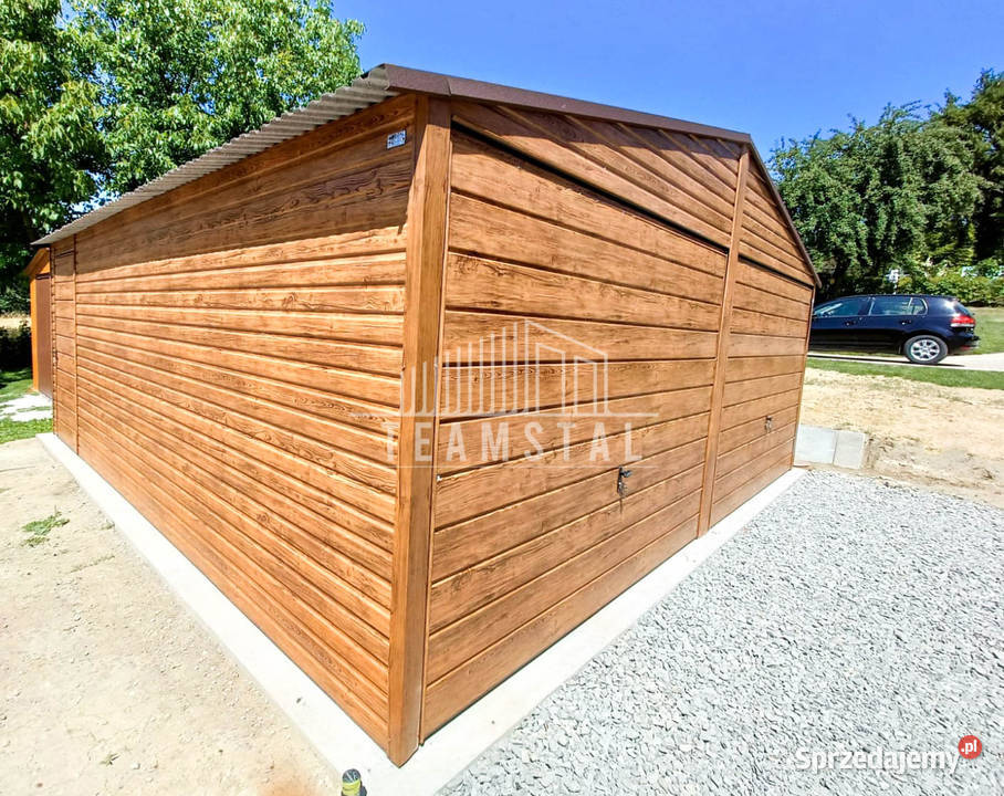 GARAŻ BLASZANY 6m x 6m poziom dwuspad 2x Brama Sprzedaż sprzedam